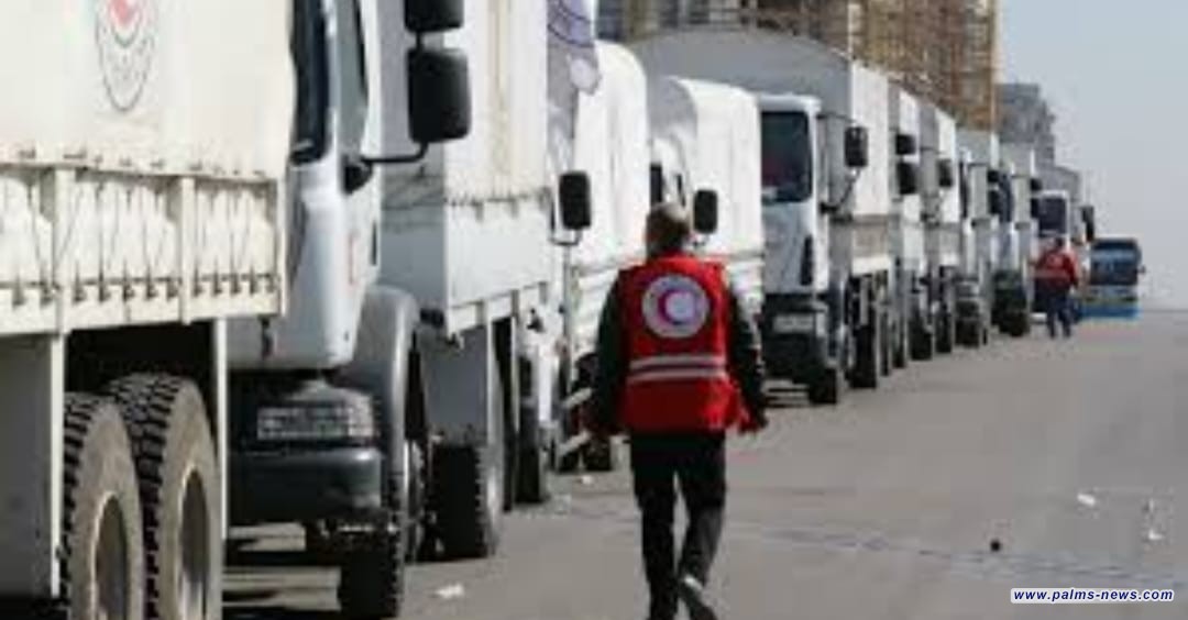 الهلال الاحمر .. يعلن انطلاق ٣١ شاحنة محملة بالمساعدات الى سوريا