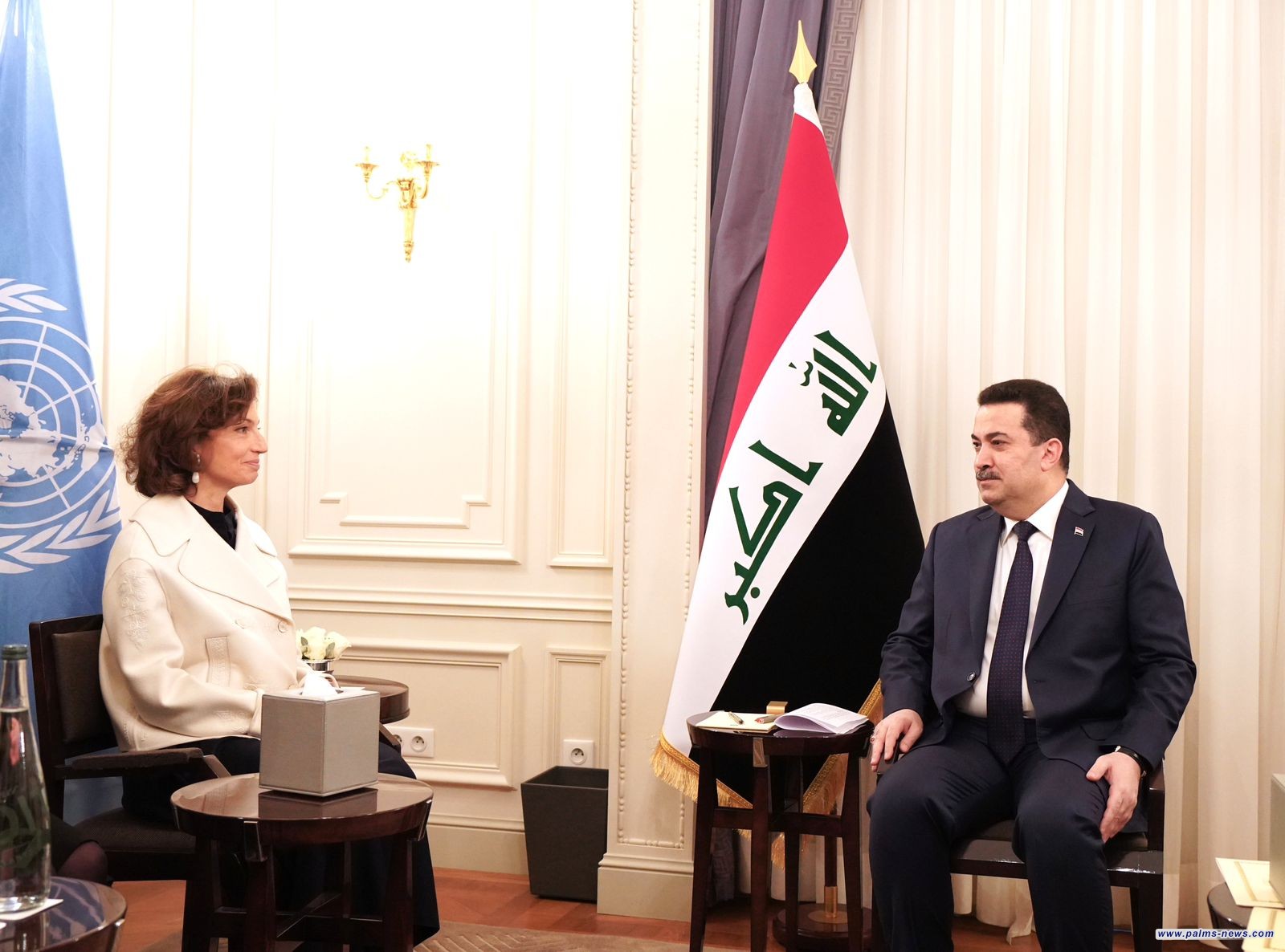 السوداني يلتقي في مقرّ إقامته بالعاصمة باريس مديرة منظمة اليونسكو