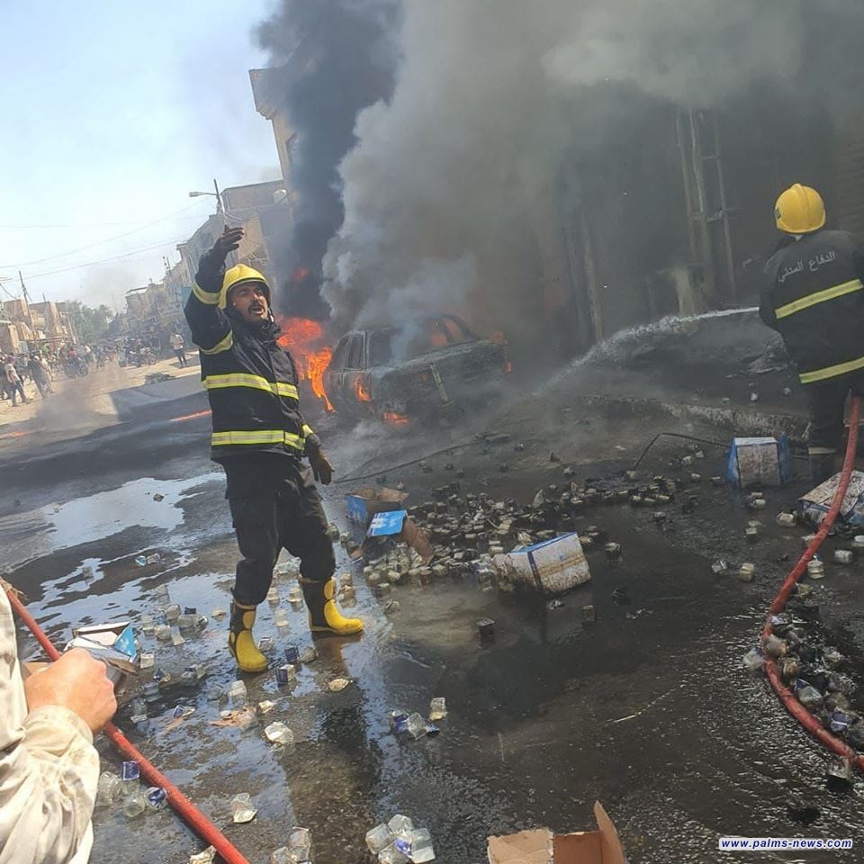الدفاع المدني يخمد حريقا نشب بعجلتين أمام مصرف في بابل