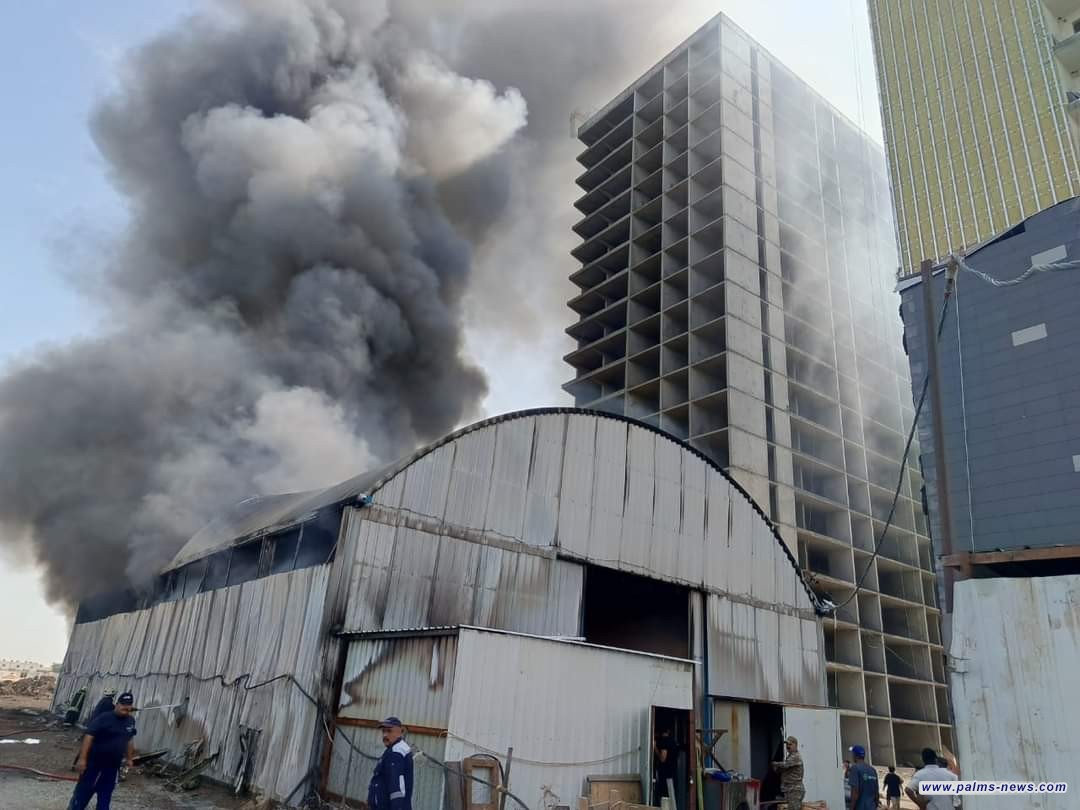 إخماد حريق كبير بمجمع سكني قيد الإنشاء في بغداد