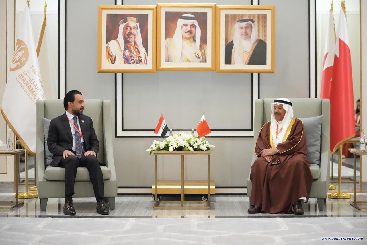 الحلبوسي يبحث مع رئيس مجلس الشورى البحريني تبادل الخبرات والتجارب التشريعية