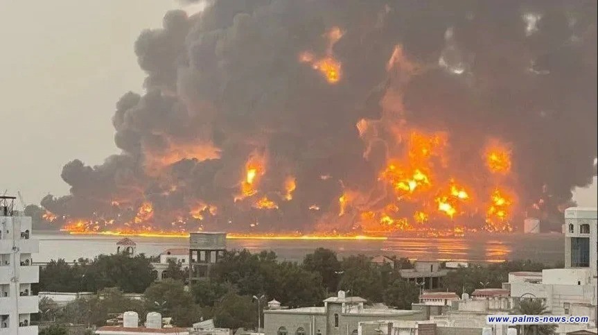 عدوان إسرائيلي يستهدف ميناء الحديدة غربي اليمن