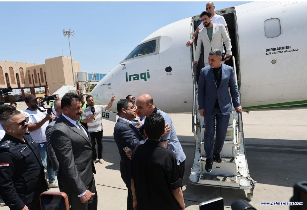 منتخبنا الوطني يصل إلى البصرة للاحتفال بالتأهل للمونديال