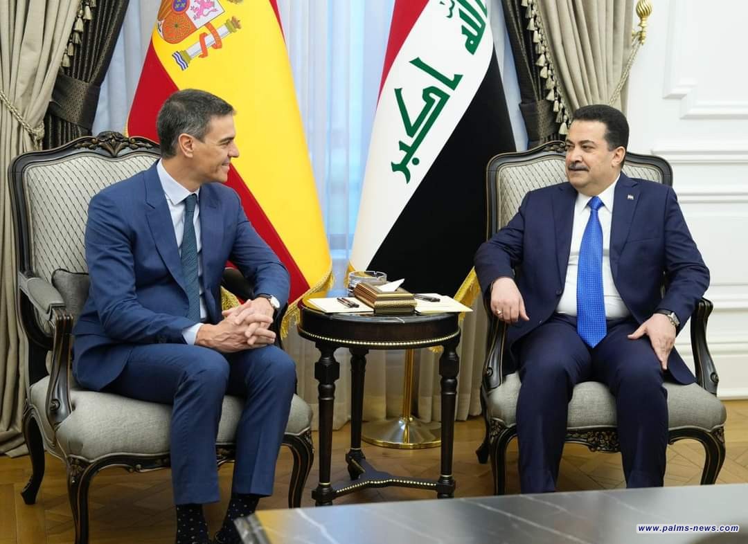 السوداني يستقبل نظيره الإسباني في بغداد ويؤكد على موقف العراق الداعم للقضية الفلسطينية