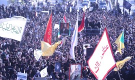 الآلاف من أبناء مدينة الصدر يشاركون في التشييع الرمزي للسيد الشهيد علي خامنئي.