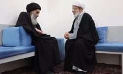 السيستاني يستقبلُ المتولي الشرعي للعتبة الحسينية ويثني على جهوده